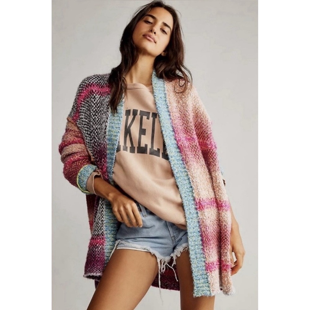 Free People Orchid Cloud Daydreamer Open Front Oversized Boho Cardigan Sz M $168
